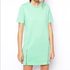 ASOS T-shirt Dress with Zip Front Detail - Mint